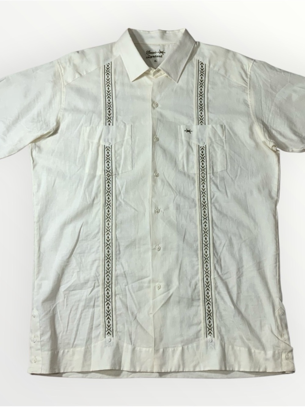 Texas Standard Original Linen Blend Tejas Guayabera Shirt Size XL #265